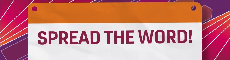 A colorful banner with the words Spread the Word