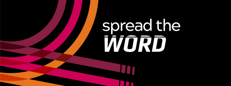 A colorful banner with the words Spread the Word