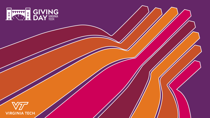 Colorful bars pointing upward and to the right with the Virginia Tech and Giving Day logos.